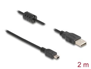 DeLOCK 2m, USB 2.0-A/USB 2.0 Mini-B USB Kabel USB A Mini-USB B 0,48 Gbit/s Schwarz