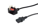 Equip UK Stromkabel, C13 zu BS1363, 2m, Schwarz, 10A Sicherung