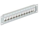 DELOCK Patchpanel 1HE 12 Keystone Ports Metall grau