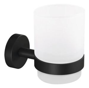 TESA MOON BLACK Schwarz, Weiß Wandmontierter Zahnbürstenhalter