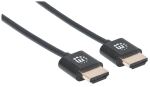 Manhattan Ultradünnes High Speed HDMI-Kabel mit Ethernet-Kanal, HEC, ARC, 3D, 4K, HDMI-Stecker auf HDMI-Stecker, geschirmt, schwarz, 1,8 m