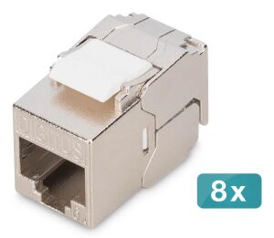 Digitus CAT 6A Kompakt-Keystone Modul, geschirmt, werkzeugfreier Montageanschluss. 8 Stk.