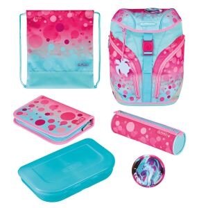 Herlitz SoftLight Plus GreenLine Pink Bubbles Schulranzen-Set Mädchen Polyester Blau, Pink