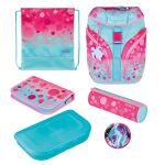 Herlitz SoftLight Plus GreenLine Pink Bubbles Schulranzen-Set Mädchen Polyester Blau, Pink