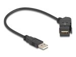 DeLOCK USB 2.0 Typ-A Einbaubuchse 45° gewinkelt zu Typ-A Stecker mit 30 cm Kabel schwarz