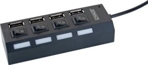 Schwaiger UH4013 Schnittstellen-Hub USB 2.0 480 Mbit/s Schwarz