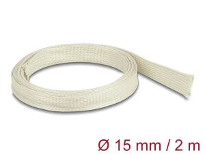 DELOCK Geflechtschlauch aus Nomex Fasern 2m x 15mm Weiß
