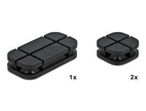 DELOCK Kabelhalter Kombi Set 3 Stück schwarz