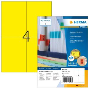 HERMA Farbige Etiketten A4 105x148 mm gelb Papier matt 400 St.