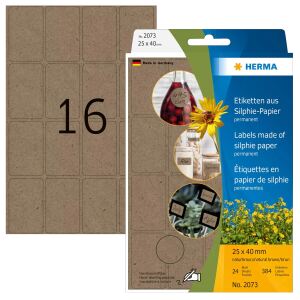 HERMA 2073 selbstklebendes Etikett Abgerundetes Rechteck Permanent Braun 384 Stück(e)