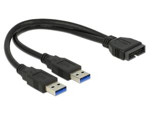 DeLOCK 0.25m USB3.0/2xUSB3.0 USB Kabel USB 3.2 Gen 1 (3.1 Gen 1) 0,25 m 2 x USB A 5 Gbit/s Schwarz
