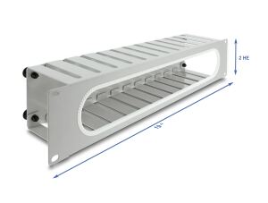DELOCK 19" 2 HE Kabelmanagement Rangierpanel mit Öffnung gra