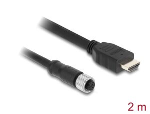 DELOCK M12 Kabel A-kodiert 17Pin Buchse zu HDMI Stecker 2m