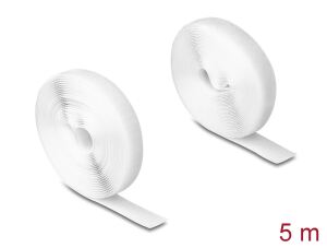 DeLOCK Strapazierfähiges Klettband mit Haft- und Flauschband L 5 m x B 20 mm weiß