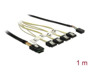 DELOCK Kabel MiniSAS SFF-8087 > 4xSATA 7Pin + Sideband 1m