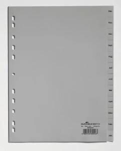 Durable 6507-10 Index der Registerkarte Monate Polypropylen (PP) Grau