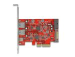 DeLOCK PCI Express x4 Karte zu 1 x extern USB Type-C Buchse + 2 x extern USB Typ-A Buchse SuperSpeed USB 10 Gbps + 1 x intern USB 5 Gbps Pfostenstecker
