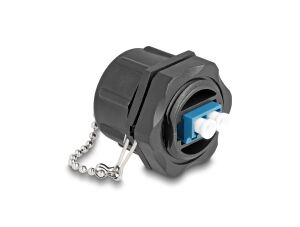 DeLOCK LWL Einbaubuchse LC Duplex zu LC Duplex mit Verschlusskappe Singlemode IP68 staub- und wasserdicht