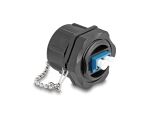DeLOCK LWL Einbaubuchse LC Duplex zu LC Duplex mit Verschlusskappe Singlemode IP68 staub- und wasserdicht