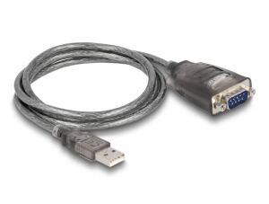 DeLOCK Adapter USB 2.0 Typ-A zu 1 x Seriell RS-232 D-Sub 9 Pin Stecker mit Muttern mit 3 x LED 1 m