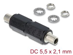 DeLOCK Hohlstecker Adapter DC 5,5 x 2,1 mm Buchse auf Buchse mit Gewinde gerade