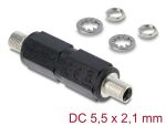 DeLOCK Hohlstecker Adapter DC 5,5 x 2,1 mm Buchse auf Buchse mit Gewinde gerade