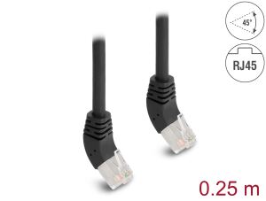 DELOCK RJ45 Netzwerkkabel Cat.6A S/FTP Slim 45° 0,25m schwar