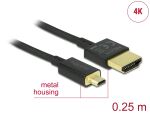 DELOCK HDMI-Kabel HighSpeed Ethernet A->MikroD 4K/3D 0,25