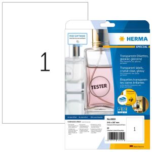 HERMA Etiketten transparent glasklar A4 210x297 mm transparent klar Folie glänzend 25 St.