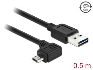 DELOCK USB Kabel A -> Micro-B St/St 0.50m 90°gew. Easy USB