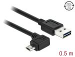 DELOCK USB Kabel A -> Micro-B St/St 0.50m 90°gew. Easy USB