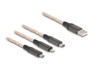 DeLOCK USB RGB Ladekabel 3 in 1 Typ-A zu Lightning / Micro USB / USB Type-C 1,20 m