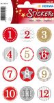 HERMA Sticker Adventskalendersticker 1-24, Rot Ø 2 cm