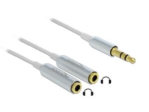 DELOCK Klinkekabel 3,5mm -> 2x 3,5mm St/Bu 0.25m weiß