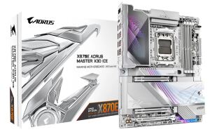 GIGABYTE X870E AORUS MASTER X3D ICE Mainboard – Unterstützt AMD Ryzen 9000 Prozessoren, 18+2+2-Phasen Digital-VRM, bis zu 9000 Hz DDR5 (OC), 2 x PCIe 5.0 + 3 x PCIe 4.0, Wi-Fi 7, 10 GbE LAN, USB 4