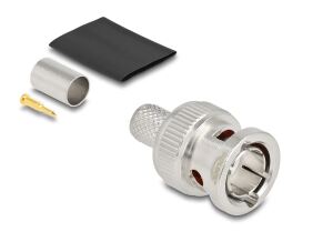 DELOCK BNC Stecker z.Crimpen RG6 mit passend.Schrumpfschla
