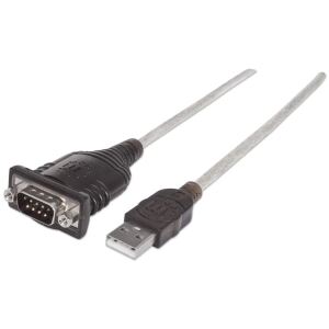 Manhattan USB auf Seriell-Konverter, Zum Anschluss eines seriellen Geräts an einen USB-Port, Prolific PL-2303RA-Chipsatz, 0,45 m, Polybag-Verpackung