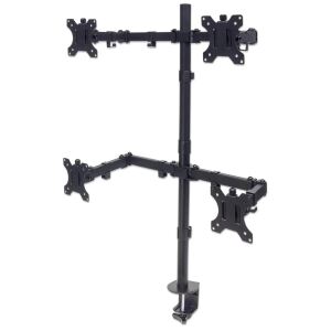 Manhattan Tischhalterung mit Monitorarm für vier Displays, Für vier Displays von 13" bis 32" und bis zu 8 kg, zweifach schwenkbar, schwarz