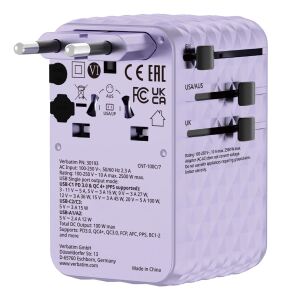 Verbatim 30193 Ladegerät für Mobilgeräte Universal Violett AC Schnellladung Drinnen