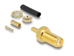 DeLOCK SMA Buchse zum Crimpen RG-174 / RG-316 mit passendem Schrumpfschlauch