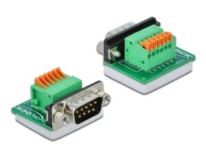 DELOCK D-Sub 9 St > Terminalblock mit Drucktaster horizontal