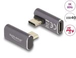 DeLOCK USB Adapter 40 Gbps USB Type-C PD 3.0 100 W Stecker zu Buchse gedreht gewinkelt links / rechts 8K 60 Hz Metall