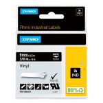 DYMO Rhino-Industrie-Vinyletiketten | 9 mm x 5,5 m | Weiß auf Schwarz | selbstklebendes Schriftband