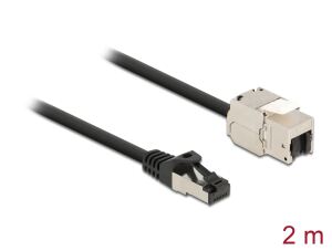 DELOCK Kabel RJ45 Stecker zu Keystone Modul RJ45 Buchse 2m