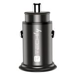 Techly IUSB2-CAR5-AC38W Ladegerät für Mobilgeräte Universal Schwarz Zigarettenanzünder Schnellladung Auto