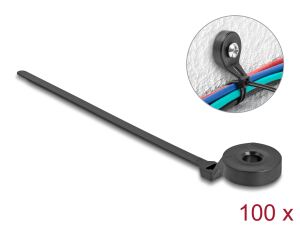 DELOCK Kabelbinder mit Befestigungsöse L 180 x B 6 mm schwar