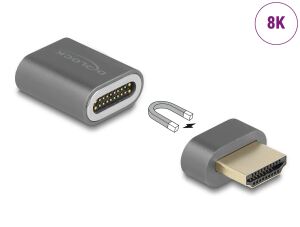 DeLOCK HDMI Adapter Stecker zu Buchse 8K 60 Hz magnetisch