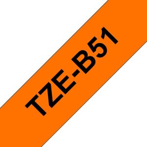 Brother TZE-B51 Etiketten erstellendes Band Schwarz auf leuchtend Orange