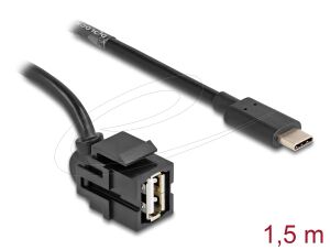 DeLOCK Keystone Modul USB 2.0 A Buchse zu USB Type-C Stecker 250° mit Kabel 1,5 m