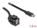 DeLOCK Keystone Modul USB 2.0 A Buchse zu USB Type-C Stecker 250° mit Kabel 1,5 m